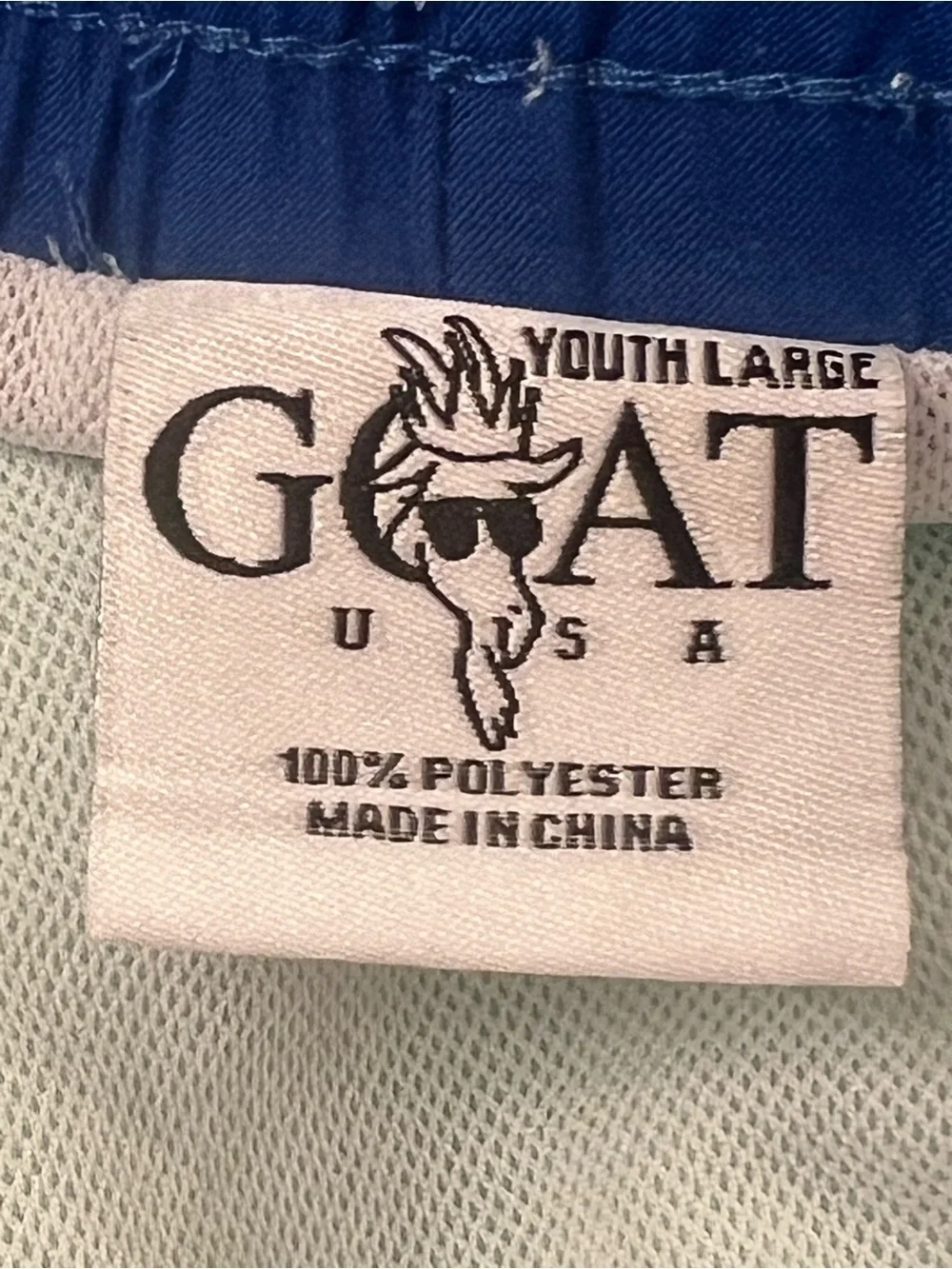 GOAT USA Boys Board Shorts Swim Trunks Youth L Light Blue Drawstring Lined